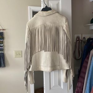Black River Crème Fringe Leather Jacket